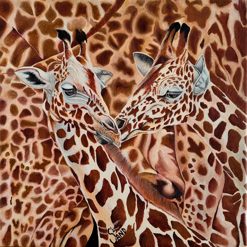 A Morning Peck - Giraffe Painting